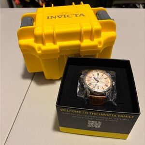 Brand New! Invicta Celestial 47773 Watch, Yellow Protective Watch Case, and Pen